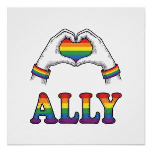 Regenbogen Hände Herz Vintage Pride Shirt Design Poster