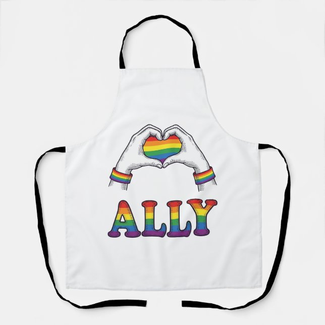 Regenbogen Hände Herz Vintage Pride Shirt Design Schürze (Vorderseite)