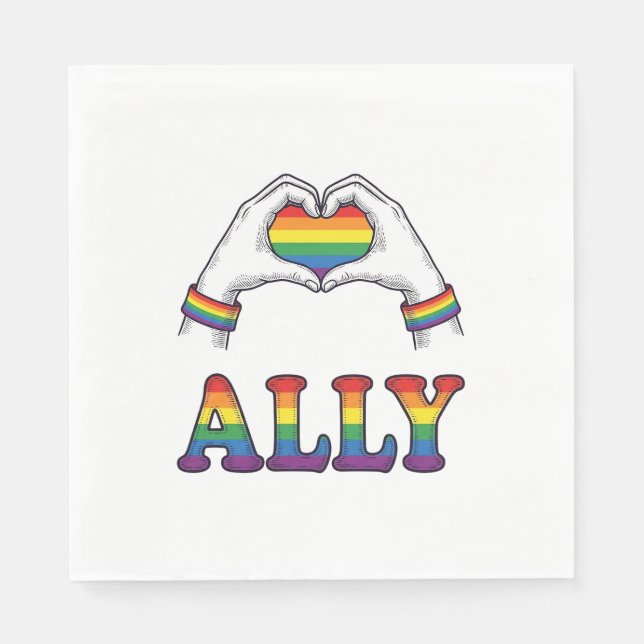 Regenbogen Hände Herz Vintage Pride Shirt Design Serviette (Vorderseite)