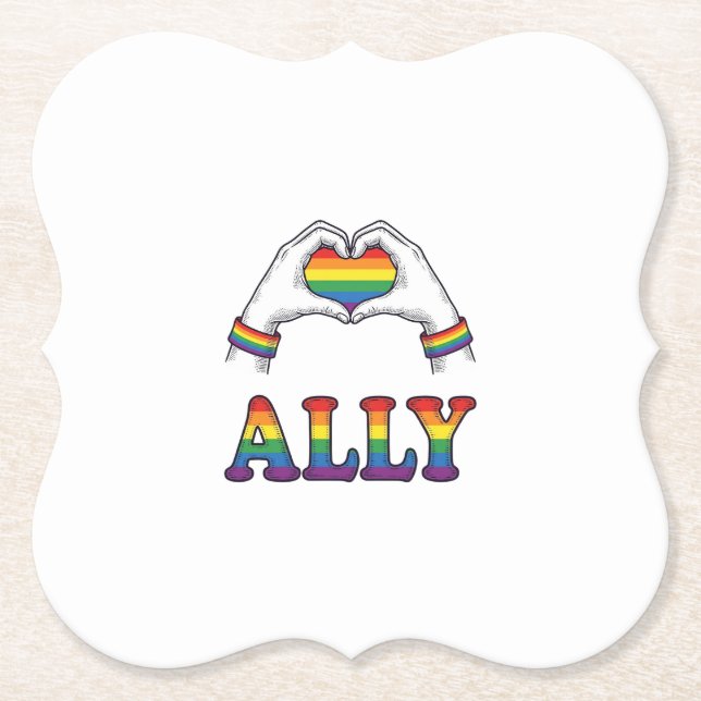Regenbogen Hände Herz Vintage Pride Shirt Design Untersetzer (Vorderseite)