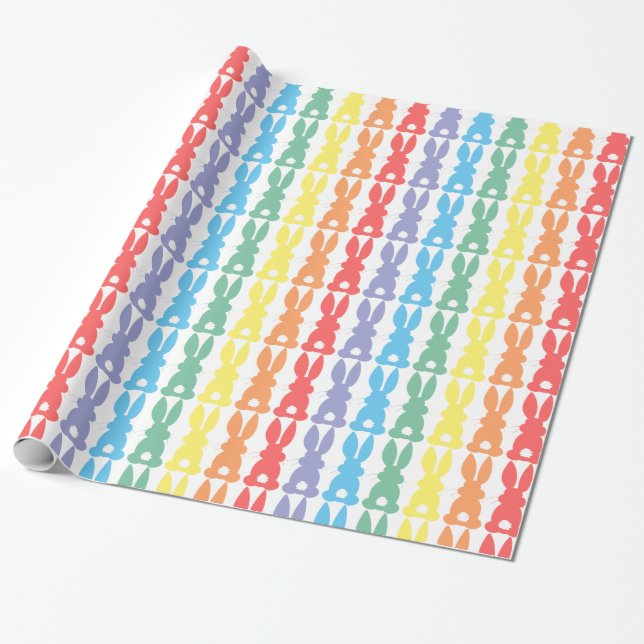 Regenbogen-Häschen-Kaninchen-Silhouette-niedlicher Geschenkpapier (Ungerollt)