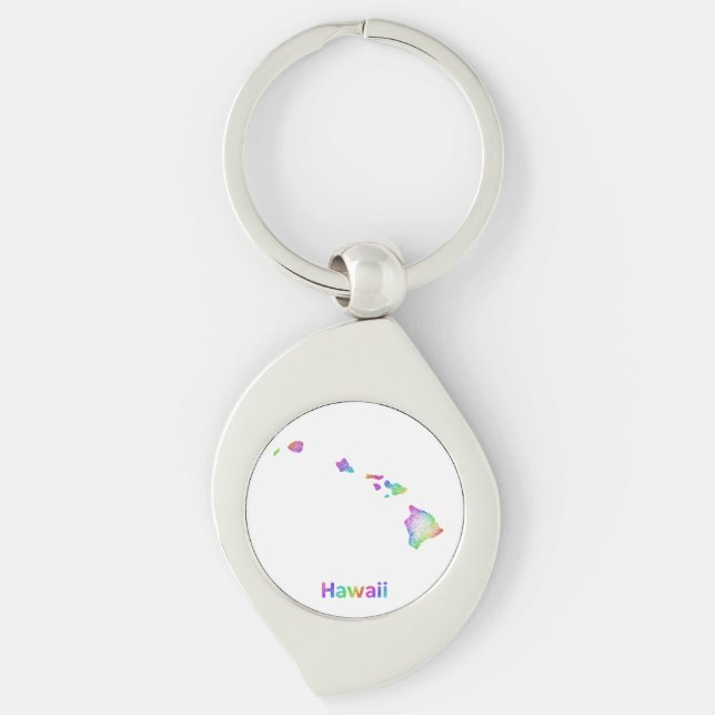Regenbogen-Hawaii-Karte Schlüsselanhänger (Vorderseite)