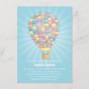 Regenbogen-Heißluftballon-Baby-Shower-Einladungen Einladung