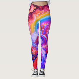 Regenbogen-Helle Farben auf einem Paar maßgeschnei Leggings