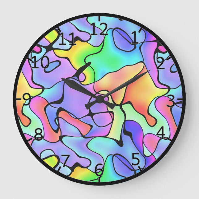 Regenbogen-helle Kunst Große Wanduhr (Vorderseite)