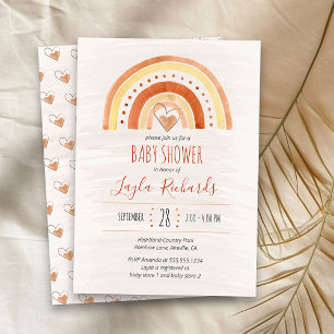 Regenbogen-Herz-Aquarell-Waschung neutrale Babypar Einladung
