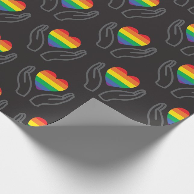 Regenbogen-Herz Autismus Unterstützende Hände Dunk Geschenkpapier (Ecke)