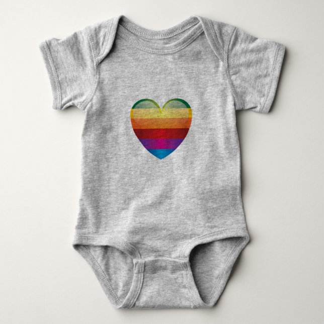 Regenbogen-Herz Baby Strampler (Vorderseite)