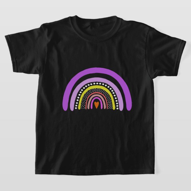 Regenbogen-Herz-Boho-Doodle-T-Shirt T-Shirt (Ablage )