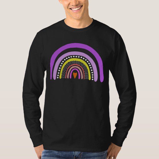 Regenbogen-Herz-Boho-Doodle-T-Shirt T-Shirt (Vorderseite)