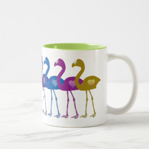 Regenbogen-Herz-Flamingos Retro-Vintage-Kaffeetass Zweifarbige Tasse