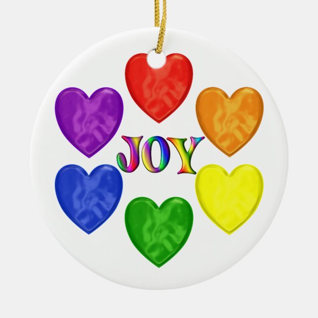 Regenbogen-Herz-Freude Keramikornament (Vorne)