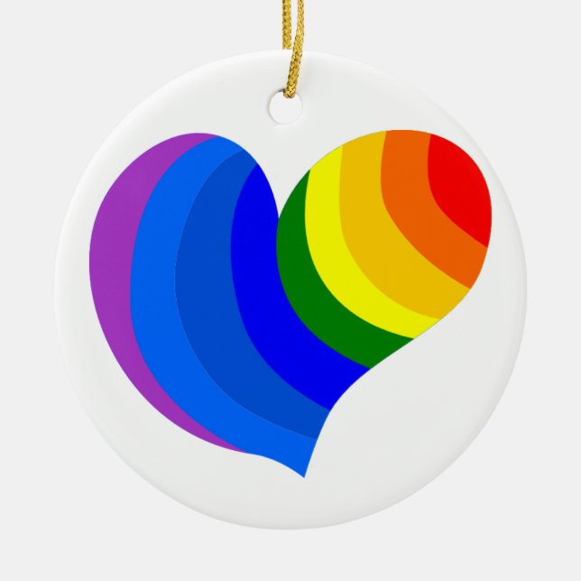 Regenbogen-Herz Keramikornament (Vorne)