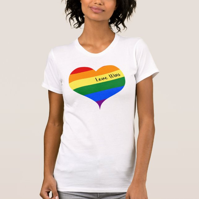 Regenbogen-Herz-Liebe-Gewinne T-Shirt (Vorderseite)