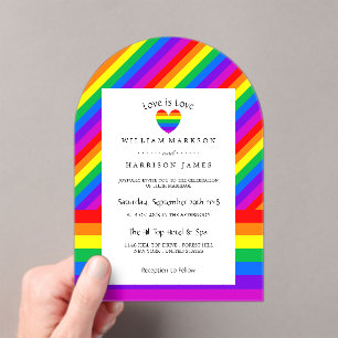 Regenbogen-Herz-Liebe ist Liebe Hochzeit Acryleinladungen