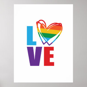 Regenbogen-Herz-Liebe Poster