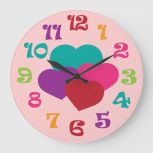 Regenbogen-Herz-Mädchen-Wanduhr Große Wanduhr