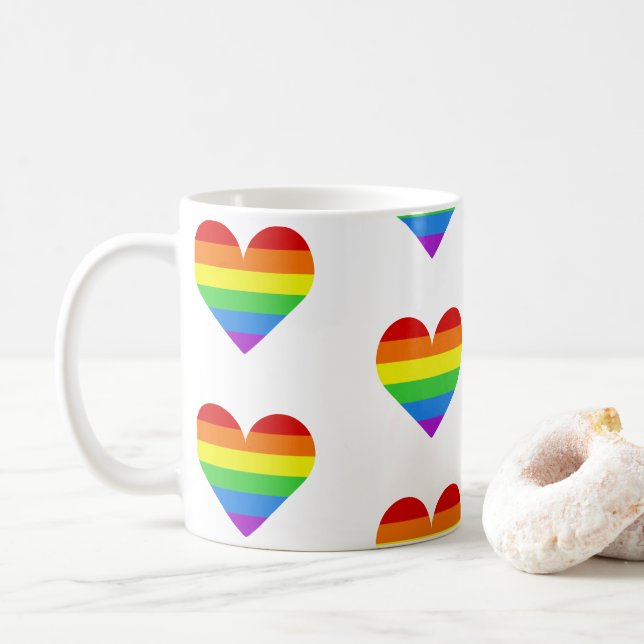 Regenbogen-Herz-Muster-Tasse Kaffeetasse (Mit Donut)