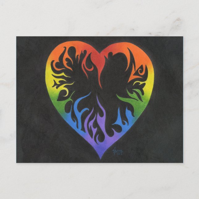 Regenbogen-Herz Postkarte (Vorderseite)
