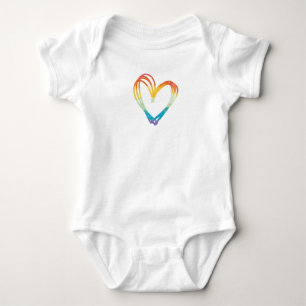 Regenbogen-Herz-Skizze Baby Strampler