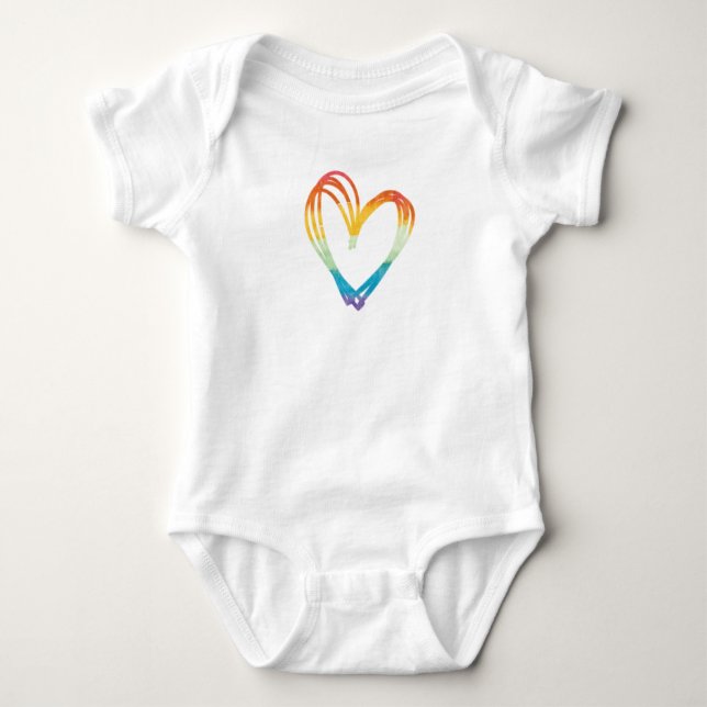 Regenbogen-Herz-Skizze Baby Strampler (Vorderseite)
