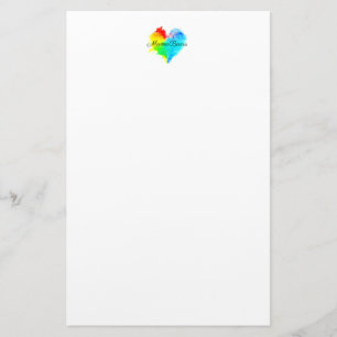 Regenbogen-Herz-stationäres Papier