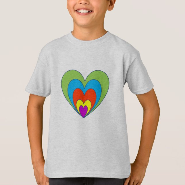 Regenbogen-Herz-T - Shirt (Vorderseite)