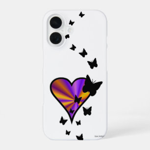 Regenbogen Herz und Schmetterling iPhone 16 Hülle