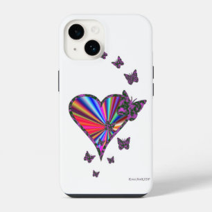 Regenbogen Herz und Schmetterling iPhone 14 Hülle