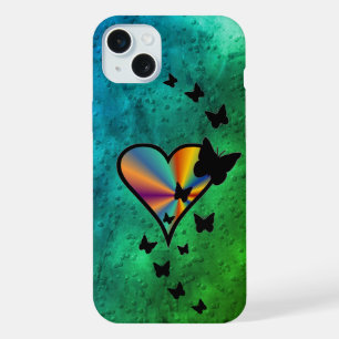 Regenbogen Herz und Schmetterling iPhone 15 Plus Hülle