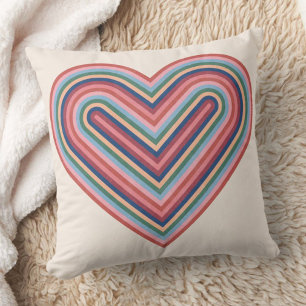 Regenbogen-Herz-Valentinstag-Kissen - Lachsrosa Kissen