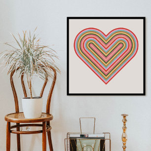 Regenbogen-Herz Valentinstag Poster - Pink