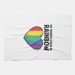 Regenbogen-Herz Vintage-Gravur Lieblingsfarbe-Shir Geschirrtuch