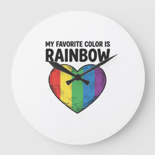 Regenbogen-Herz Vintage-Gravur Lieblingsfarbe-Shir Große Wanduhr