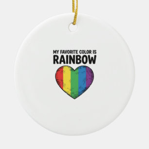Regenbogen-Herz Vintage-Gravur Lieblingsfarbe-Shir Keramik Ornament