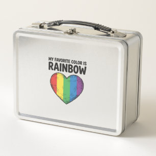 Regenbogen-Herz Vintage-Gravur Lieblingsfarbe-Shir Metall Brotdose