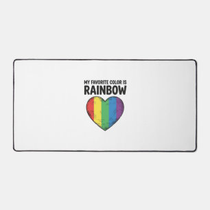 Regenbogen-Herz Vintage-Gravur Lieblingsfarbe-Shir Schreibtischunterlage