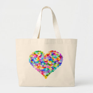 Regenbogen-HerzConfetti Jumbo Stoffbeutel