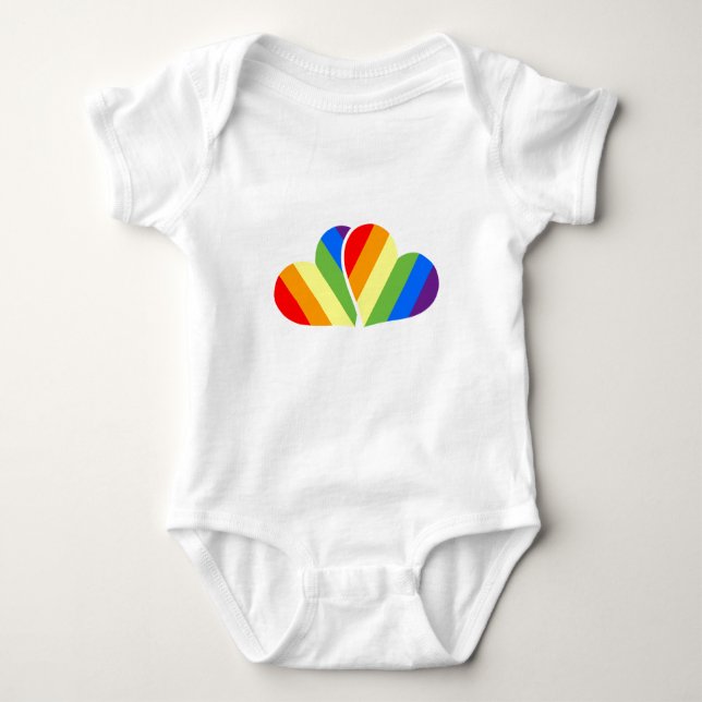 Regenbogen-Herzen Baby Strampler (Vorderseite)