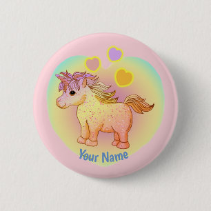 Regenbogen-Herzen-Einhorn-Anstecknadel Button
