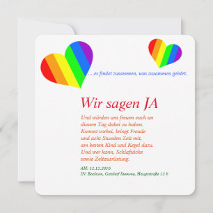 Regenbogen-Herzen Einladung