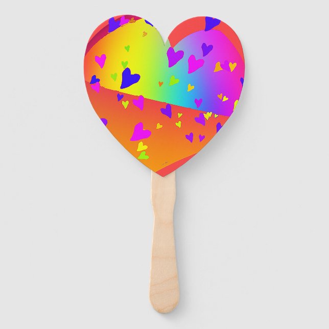 Regenbogen Herzen Herzform Fächer (Vorderseite)
