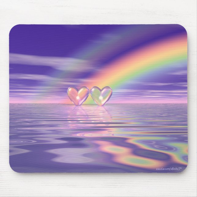 Regenbogen-Herzen Mousepad (Vorne)