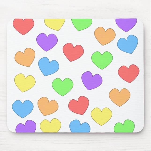 Regenbogen-Herzen Mousepad 0001 (Vorne)