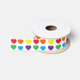 Regenbogen-Herzen-Muster Satinband