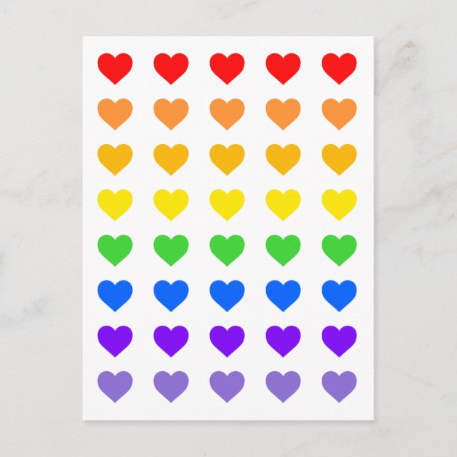 Regenbogen-Herzen  Postkarte (Vorderseite)