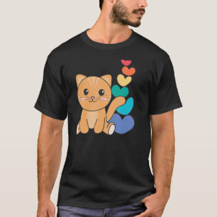 Regenbogen-Herzen Pride Lgbtq Süße Tiere Katze 4 T-Shirt