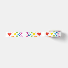 Regenbogen-Herzen  Satinband