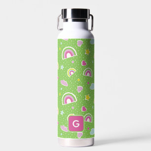 Regenbogen-Herzen & Sterne Grün Rosa Kinder Person Trinkflasche