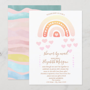 Regenbogen, Herzen, virtuelle Babydusche abziehen  Einladung